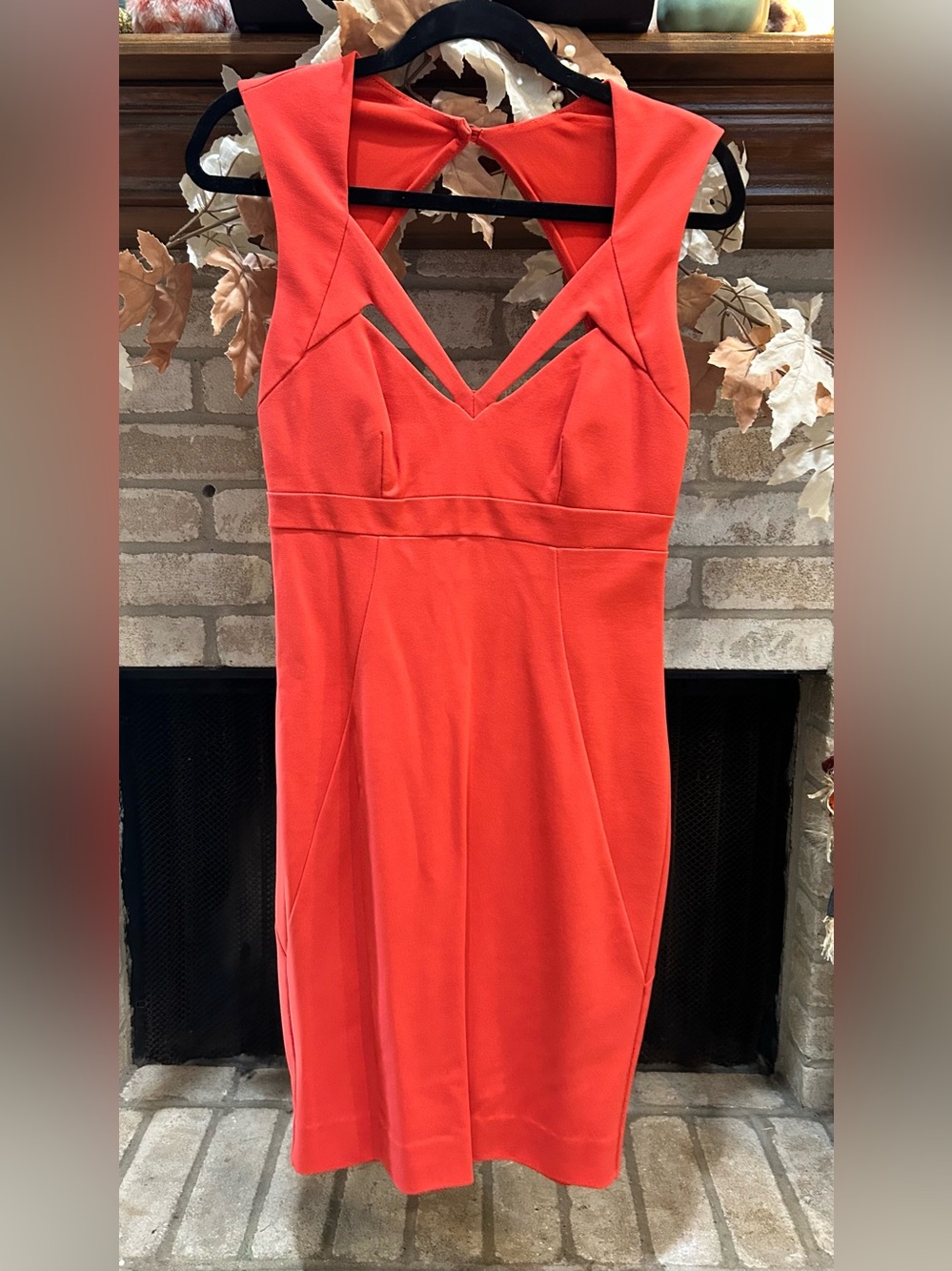 Nicole Miller Coral One-Shoulder Cutout Sheath Dress EUC